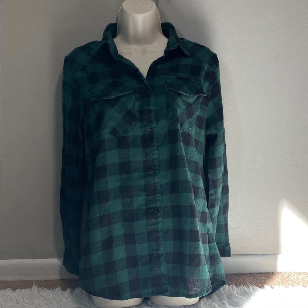 Bundle of 2 Green and Black Plaid Button-Up Shirt